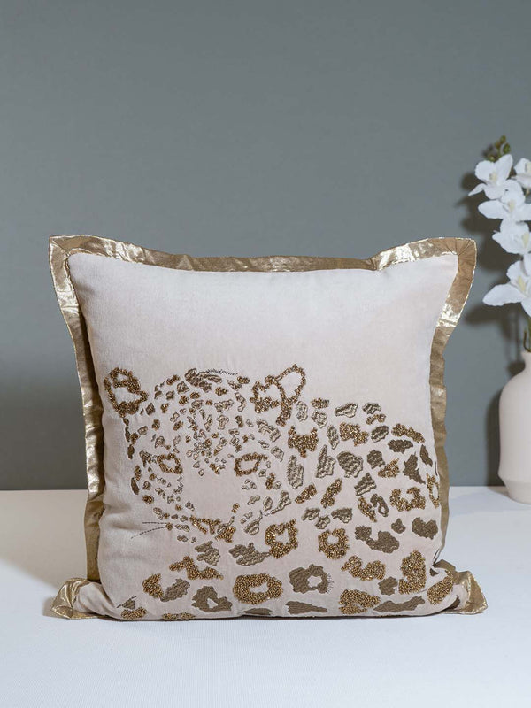  Buy WILD WHISPERS EMBROIDERED CUSHION COVER AND BEAD WORK WITH FLANGE