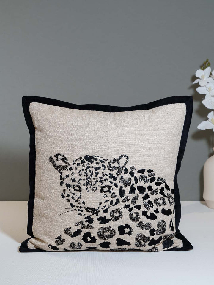  Buy WILD WHISPERS EMBROIDERED CUSHION COVER AND BEAD WORK WITH FLANGE