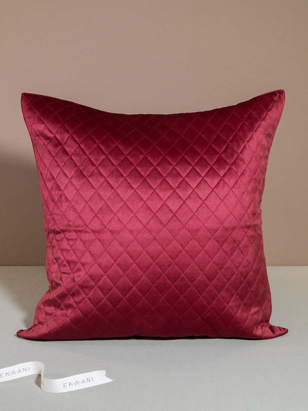 Pomegranate Velvet Quilted Square Maroon Shams