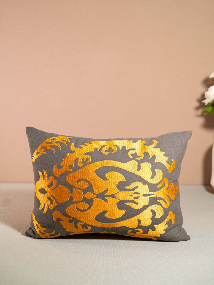  Buy IKKAT-CUSHION WITH EMBROIDERY-BLACK