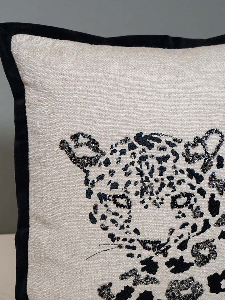  Buy WILD WHISPERS EMBROIDERED CUSHION COVER AND BEAD WORK WITH FLANGE