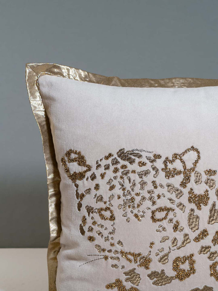  Buy WILD WHISPERS EMBROIDERED CUSHION COVER AND BEAD WORK WITH FLANGE