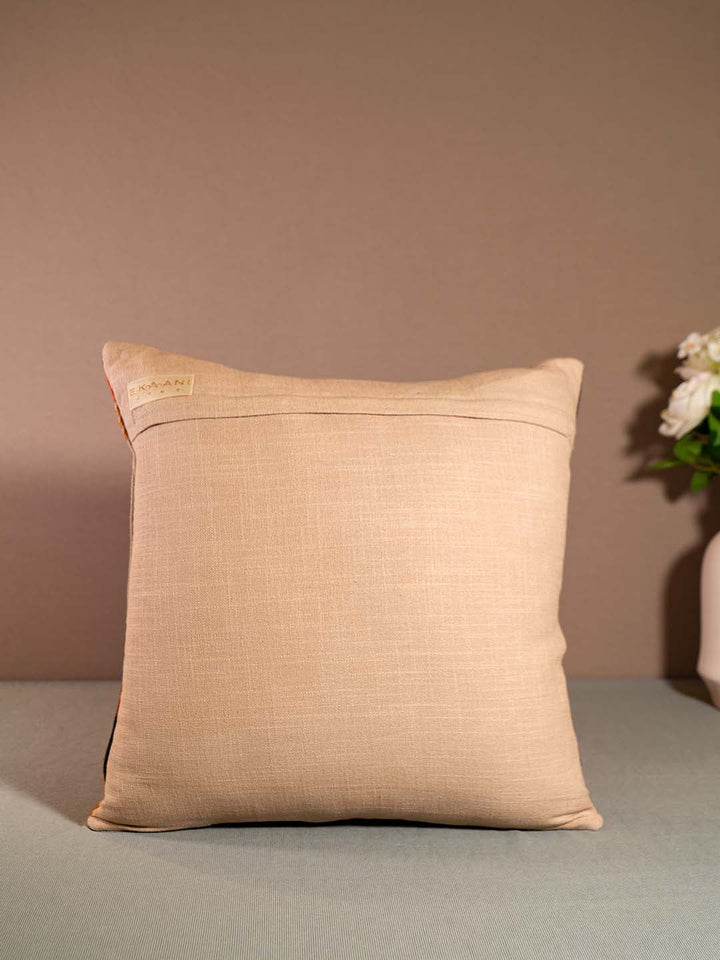  Buy IKKAT-CUSHION WITH EMBROIDERY-BROWN