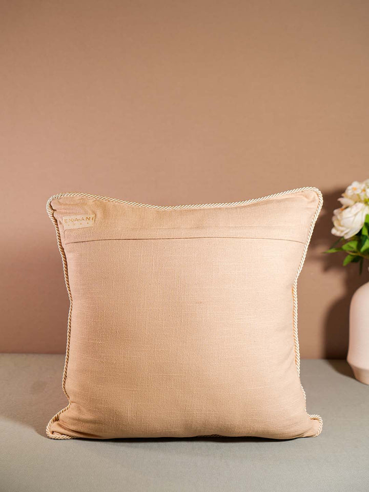  Buy IKKAT-CUSHION WITH EMBROIDERY-LIGHT BROWN