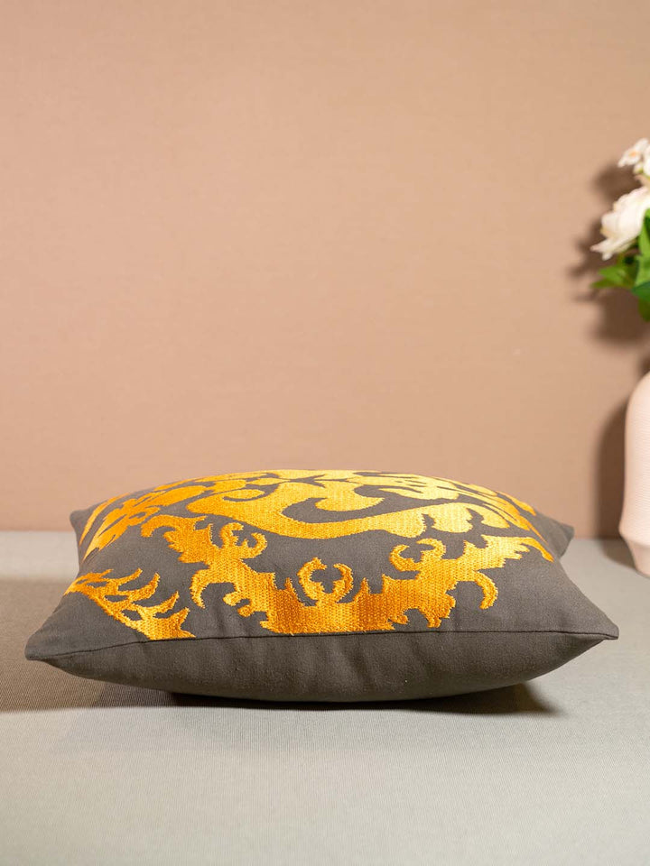  Buy IKKAT-CUSHION WITH EMBROIDERY-BLACK