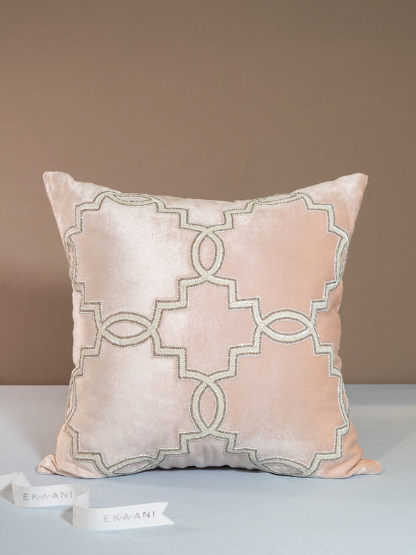 Lotus Viscose Velvet With Pipe Adda Work Pink Cushion