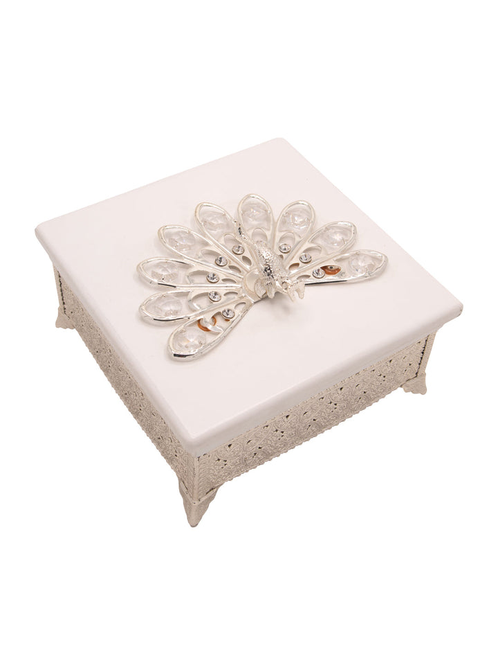 Buy White Wooden Box With Peacock