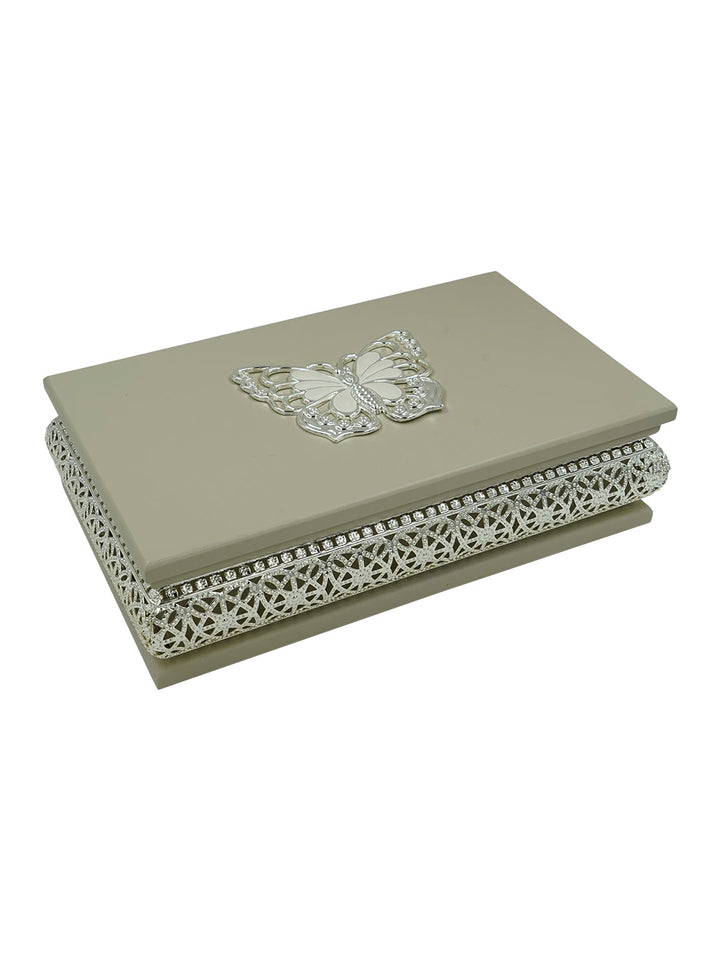 Buy Grey Wooden Box W/Butterfly Epoxy