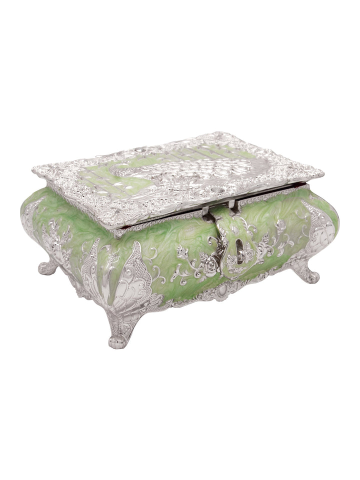 Buy Peacock & Tree Jewellery Box Green