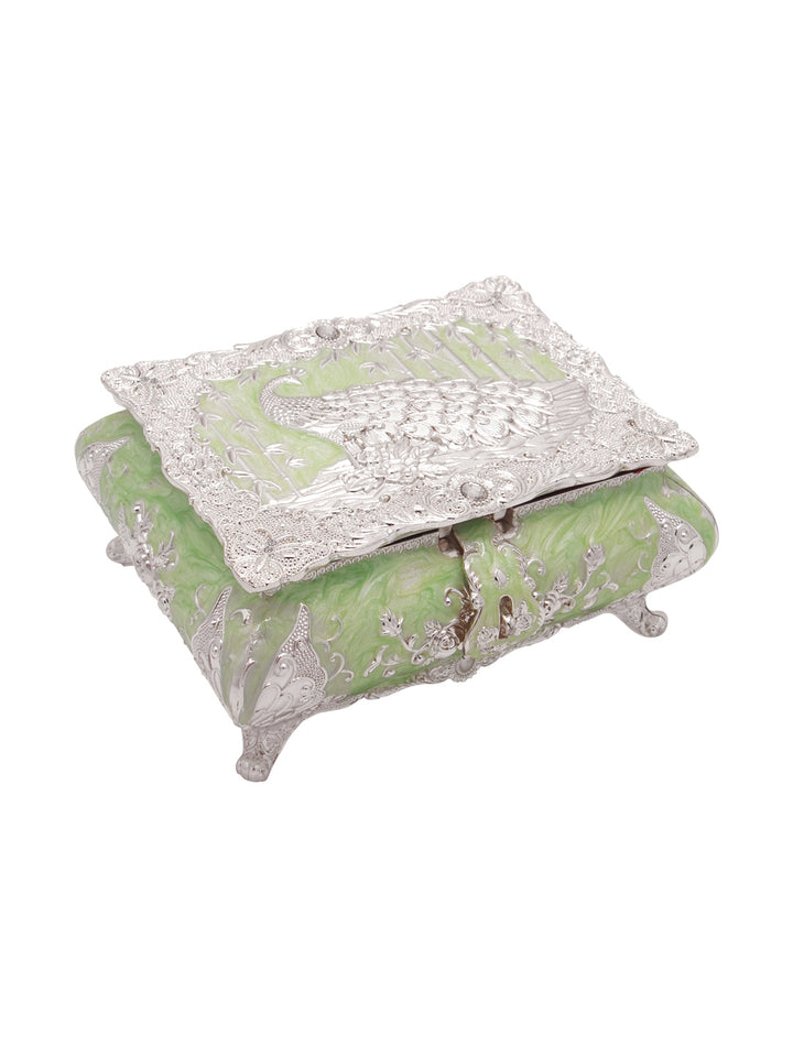 Buy Peacock & Tree Jewellery Box Green