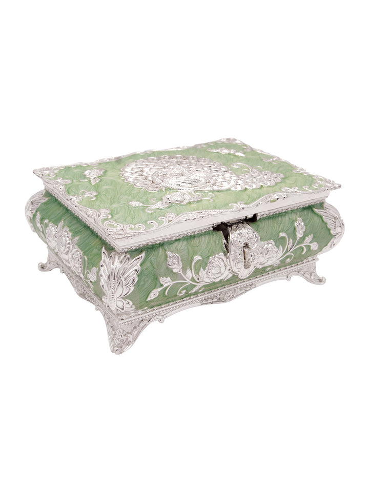 Buy Peacock & Flower Green Jewellery Box Green